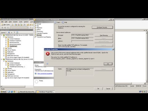 MS SQL Server 2005 Database Mirroring Error FQDN