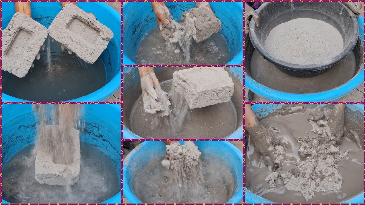 Extremely Creamy Fuffly Reused Cement || Mouthwatering || Hole Bricks 