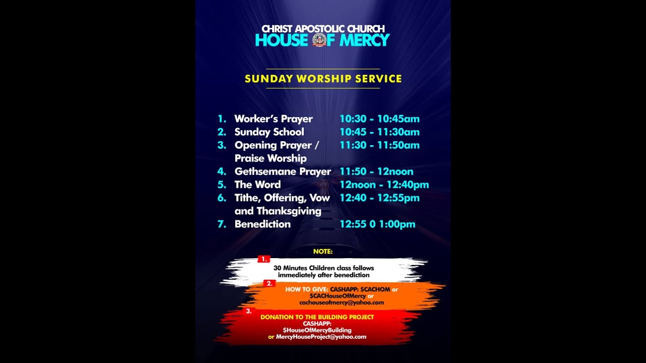 CAC_House Of Mercy_SundaySchool & Service_11122020 YouTube