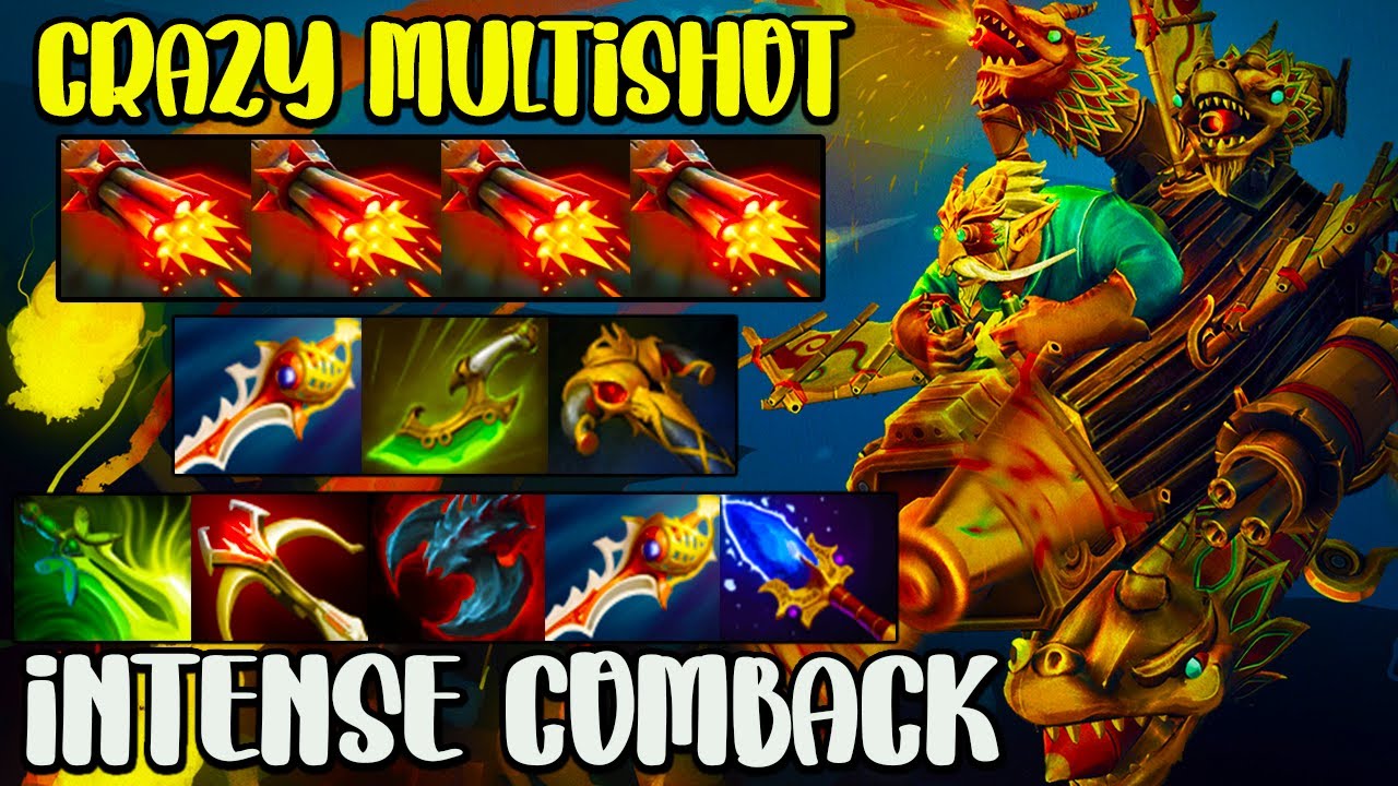 COMEBACK BATTLE - CRAZY MULTISHOT - INTENSE CARRY GYROCOPTER - FULL TEAM FIGHT - DOTA 2 GAMEPLAY