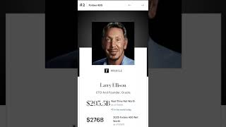 #2 Larry Ellison. #forbes #forbeslist #billionaire