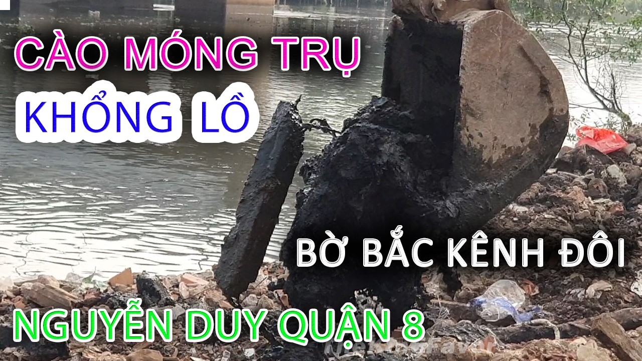 Крупный план гигантской машины для забивки свай на северном берегу Двойного канала у пристани Нгу...