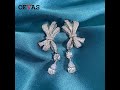 OEVAS Full Sparking Zircon bow knot Stud Earring for women High quality 925 Sterling Silver Wedding