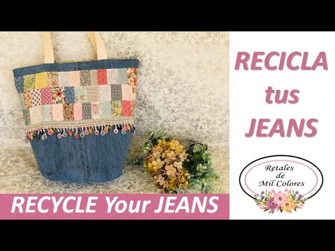 ♻️ Caja con Asa de Retales de Tela Reciclados - Retales de Mil Colores