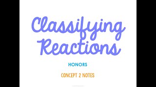 Unit 5 Chemical Reactions Concept 2 Notes HONORS