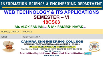 VTU WEB18CS63 WEB TECHNOLOGY AND ITS APPLICATIONS M3 L7 Discussion About PHP