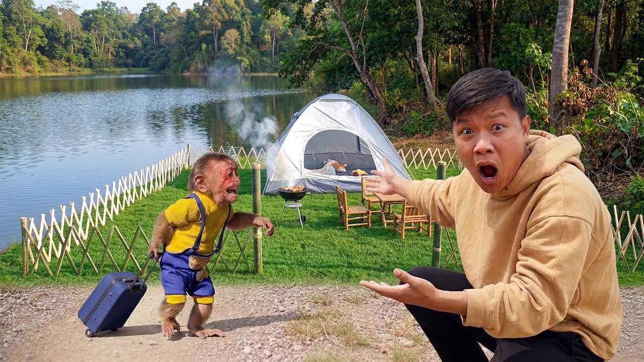 Monkey Moon and Dad Secretly Built a Wild Retreat by the Lake!