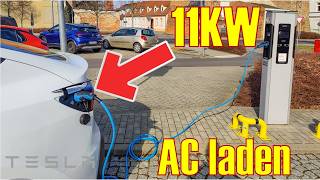 Zum Ersten Mal Tesla Model Y Rwd Standard An Einer 11Kw Ac Säule Laden