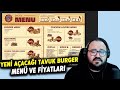 Jahrein • Yeni Açacağı Tavuk Burger İçin Menü Ve Fiyatları Gösteriyor