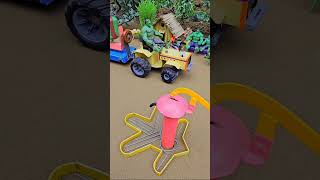 Mini handpump water science project with red concrete,mixer diy tractor project cow farm