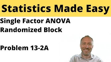 Statistics Module 13 - Single Factor ANOVA, Randomized Block Design - Problem 13-2A