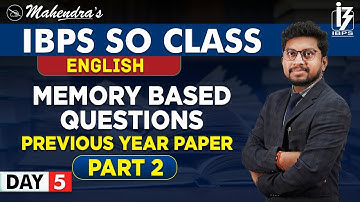 Memory Based Questions | Part 2 | English | By Amit Mahendras | IBPS SO Class | 2:00 pm