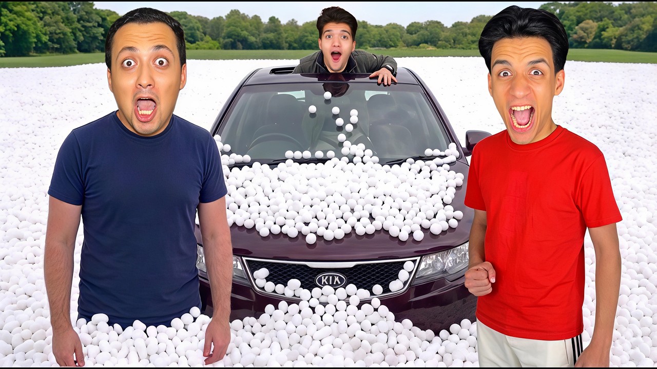 ملئنا سيارة محمود ب 1,000,000 قطعه من حبيبات التعبئه !! ( راح فيها )😱