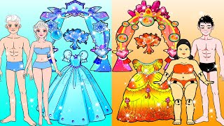 FAT Bride &amp; THIN Bride Costumes Dress Up - Ice and Fire Barbie Wedding Handmade ❤️ Woa Doll Stories