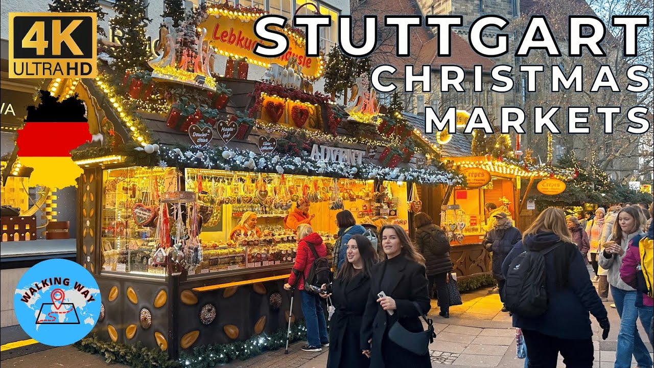 Рождественские ярмарки Штутгарта, Германия, 2025 год - Праздничная страна чудес Штутгарта - 4K 60fps