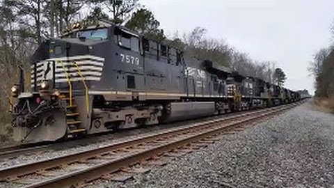 [NS]7579 GE ES-40DC & 7 Other Locomotive Work E26-20  Massive GE RUMBLE & DEEP K5HL in Pine Level NC