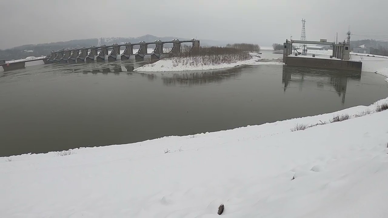 Cold ICY Meldahl Dam February 06, 2026