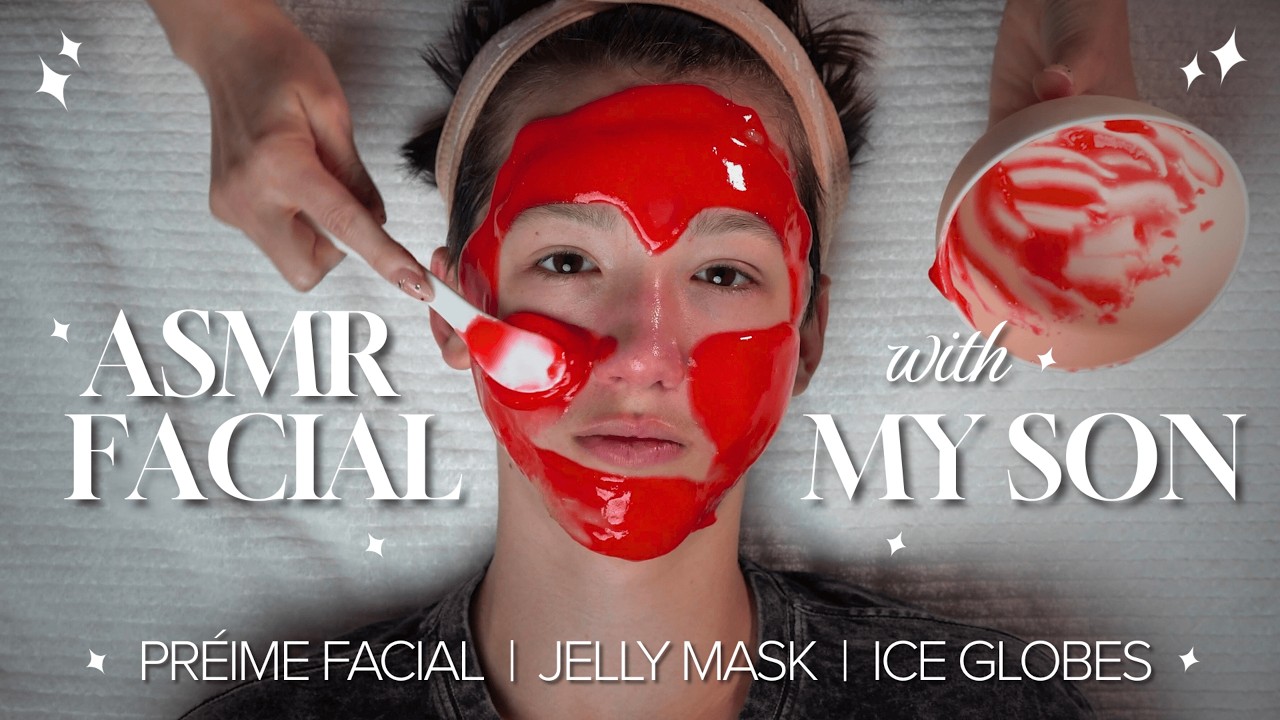 ASMR Face Massage | Giving My Son A Facialb