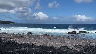 Black Sand Beach Ocean Waves