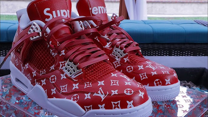 $7500 RED DENIM LV SUPREME JORDAN 1 ONLY 4 IN THE WORLD ONLY AT