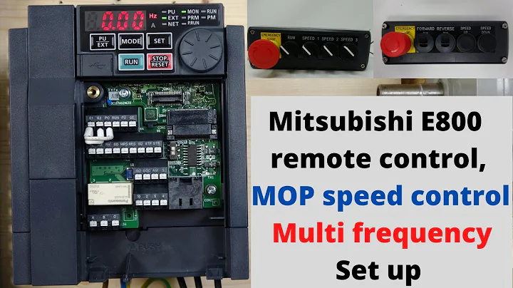 Mitsubishi E800 VFD, remote control, MOP speed control and multi frequency set up. (English)