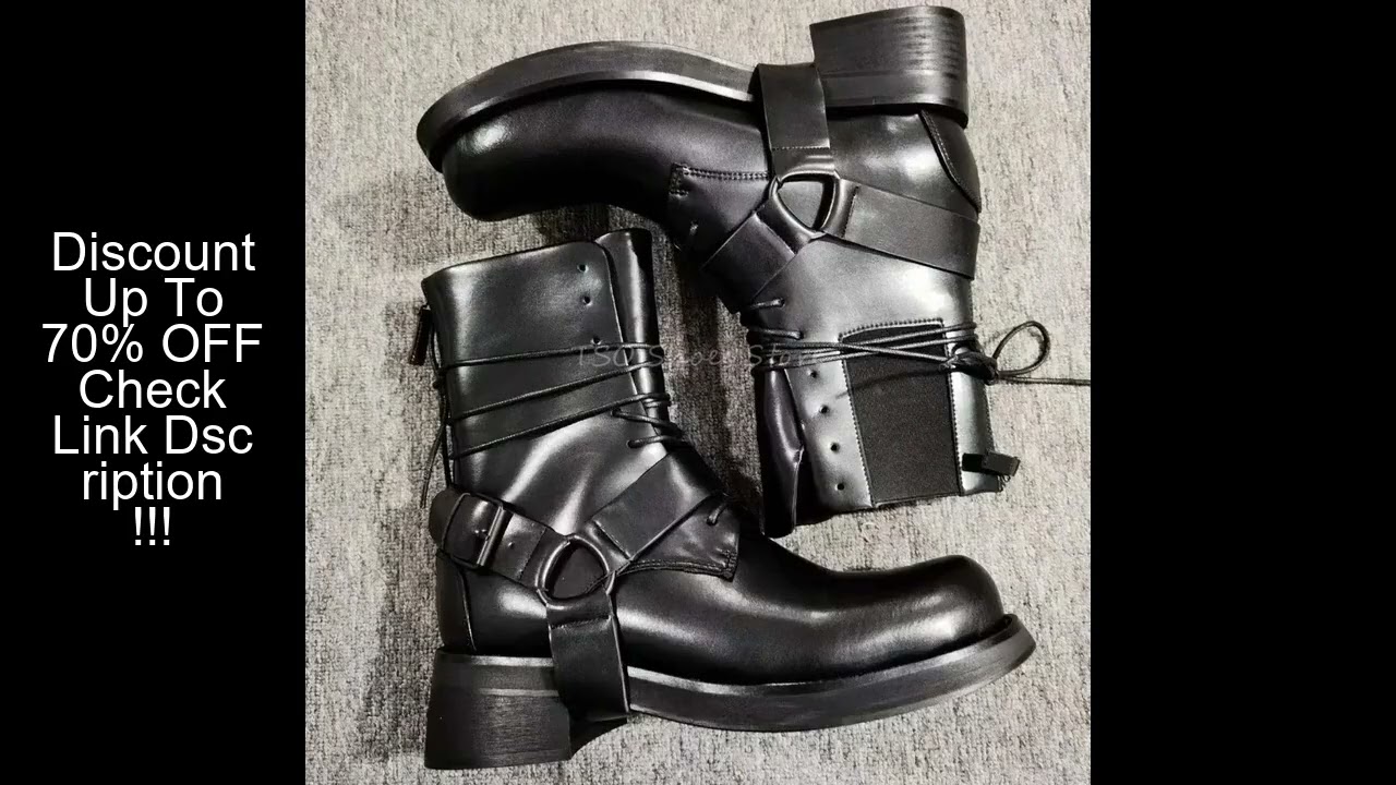 Black Lace Up Short Boots Men's Genuine Leather High Quality Handmade Boots Brand Design Fashion New