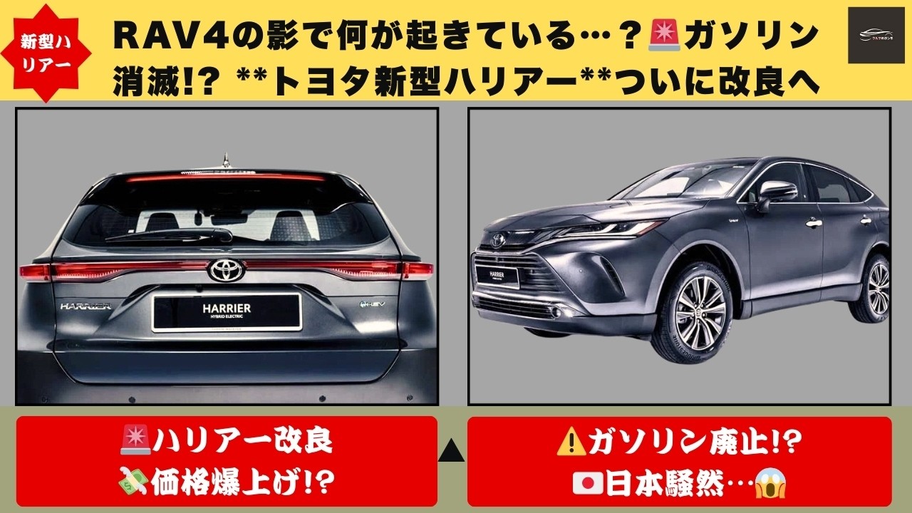 【😳RAV4の影で何が起きている…？】 ガソリン消滅! トヨタ新型「ハリアー」ついに改良へ…価格450万円時代で日本SUV市場が揺れる⚠️【クルマのホンネ】#自動車ニュース 最新 #新型車両
