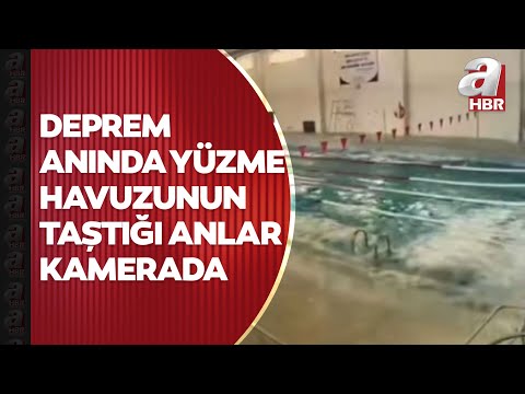 Gaziantep’te deprem anında yüzme havuzu taştı! Oluşan dalgalar tsunamiyi andırdı | A Haber