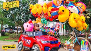 Balonku Ada Lima 💞 Cinta Beli Balon Karakter Hello Kitty Naik Odong Odong Mobil