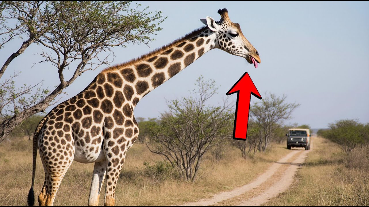 Giraffe Reached the Windbreak Line, and the Leaves Stayed High