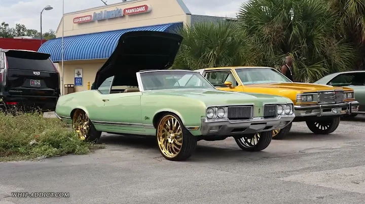 WhipAddict: Pearl Green 70' Oldsmobile Cutlass Convertible on All Gold 24s