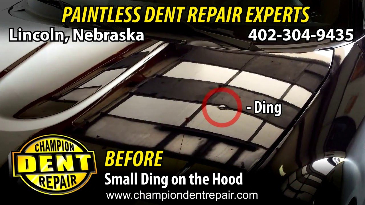Ding on Hood Paintless Dent Removal YouTube