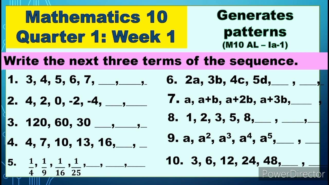 WRITE THE NEXT THREE TERMS OF THE SEQUENCE.(Tagalog) YouTube