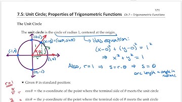 Math 107 - Section 7.5 — Unit Circle and Properties of Trig Functions - Extra Examples