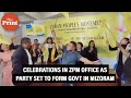 Mizoram election results celebrations in zpm office in aizawl as party set to form govt