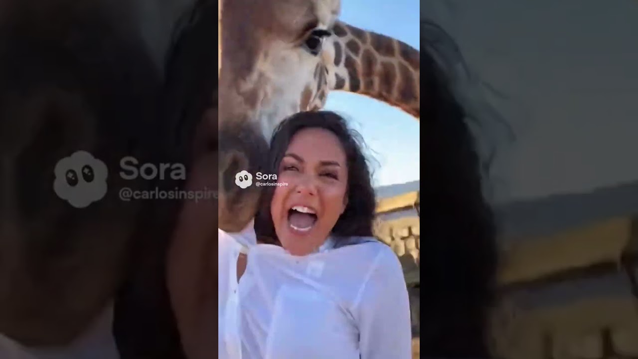 Wait for it... the giraffe really just did that 🦒🤯 #ai #funny #shorts #sorai