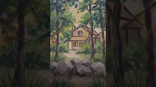 acrylic forest landscape #natureart #house #landscapepainting #naturebeauty #ytshorts