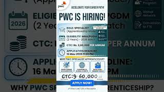 PwC Hiring 2026 Specialist Role MBA/PGDM Batch Apply Now 🚀