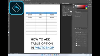 How to create/add table in Photoshop 2023