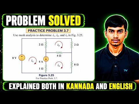 Practice Problem 3.7 Fundamental of Electric Circuits 5th Edition - Mesh Analysis in Kannada/CTA