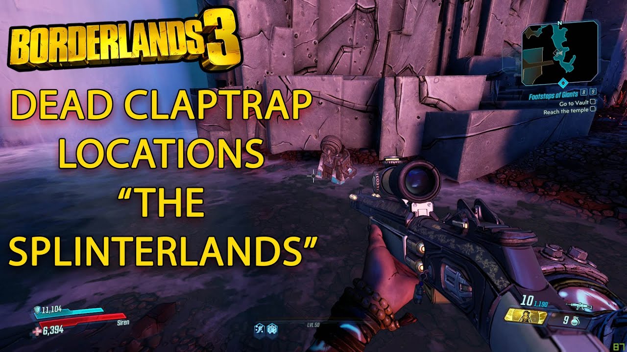 Borderlands 3 Dead Claptrap Locations "The Splinterlands"  | Crew Challenge