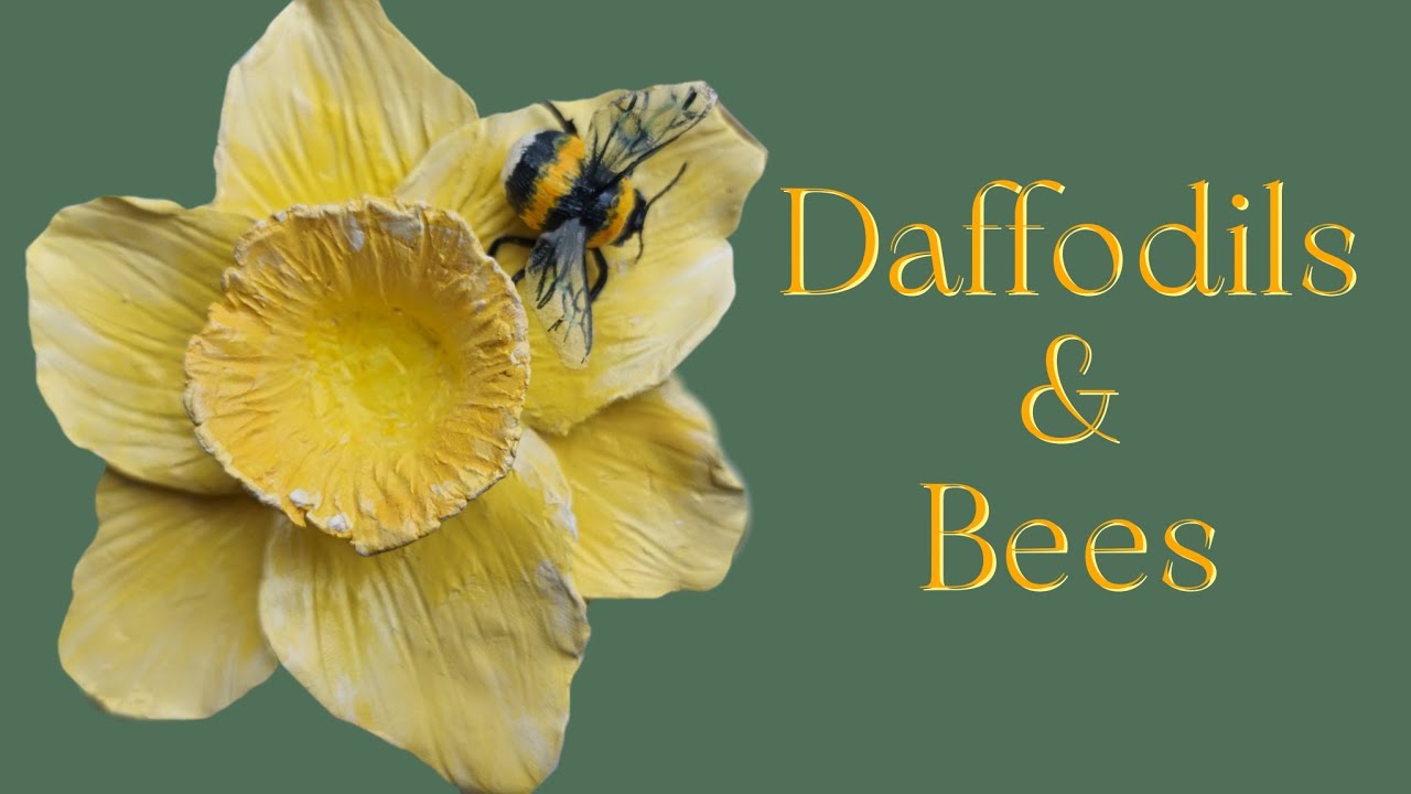 Hand-Sculpted Daffodils & Bees Egg Cups | Air Dry Clay Spring Meadow Easter Decor