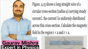 Figure4.15 shows a long straight wire of a circular cross-section radius a carrying steady current i