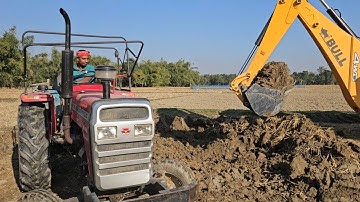 Bull 4wd SD super smart backhoe loader loading sonalikarx47 mahindra yuvo 575 di | tractor jcb video