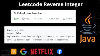 Palindrome number ( leetcode 9 ) Solution in Java | Palindrome Number In Java | Leetcode 9