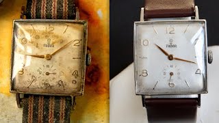 ROLEX TUDOR watch restoration 1940’s | tutorial learn how to service dial clean nickel plating asmr