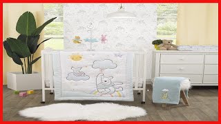 Disney Winnie The Pooh Hello Sunshine White & Aqua Piglet, Rainbow, Clouds, & Sun 3Piece Nursery