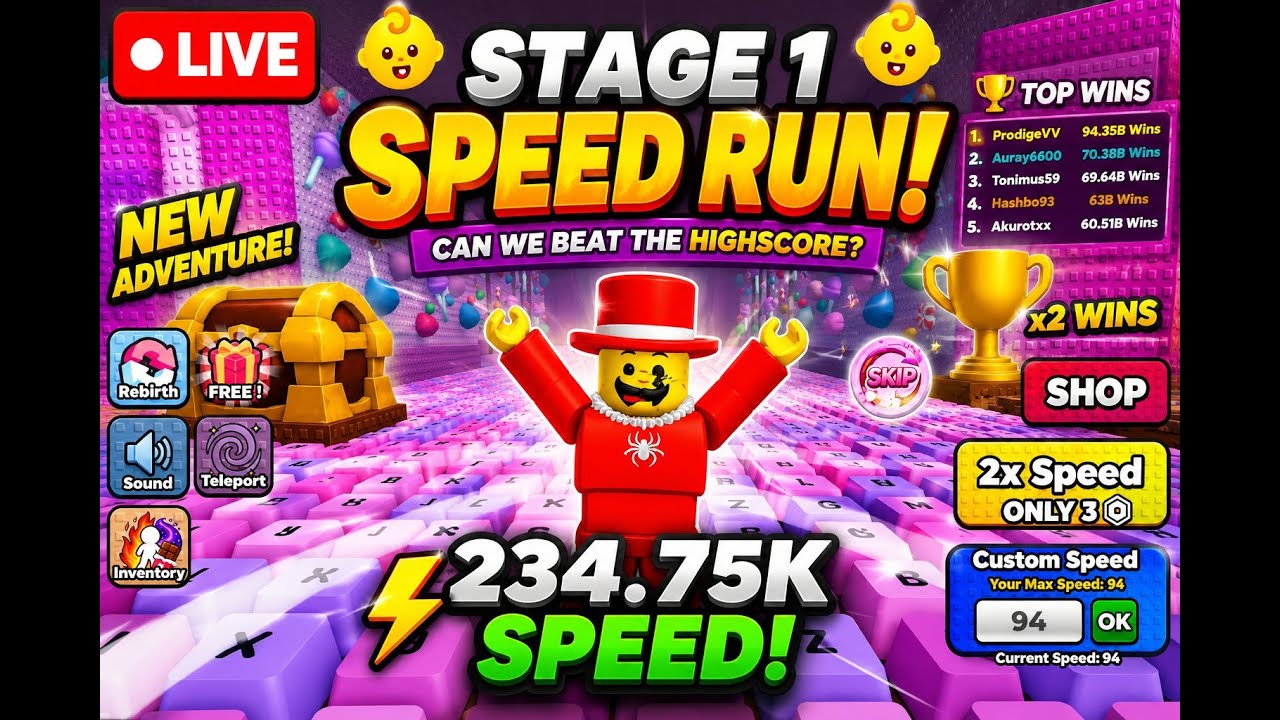 🔴live: 🚀 Roblox +1 Speed Keyboard Escape Is LIVE! INSANE SPEED
