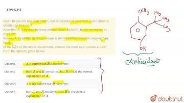 Given below are two statements, one is labelled as Assertion A and other is labelled as Reason R...