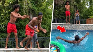 Kids PUSH Dad Into The Pool Without Knowing He CAN’T SWIM! 😱
